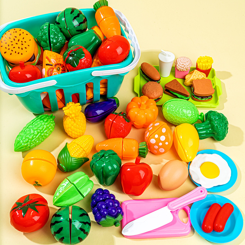 Kids Outdoor Kitchen Accessories - 知育玩具 プラスチックキッチンおもちゃセット カットフルーツ 野菜 ピザ フードプレイハウス