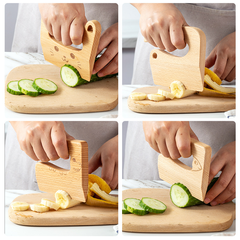 木製子供ナイフ調理用かわいい魚恐竜形状キッチンおもちゃ野菜フ - Kids Outdoor Kitchen Accessories のレビューと価格