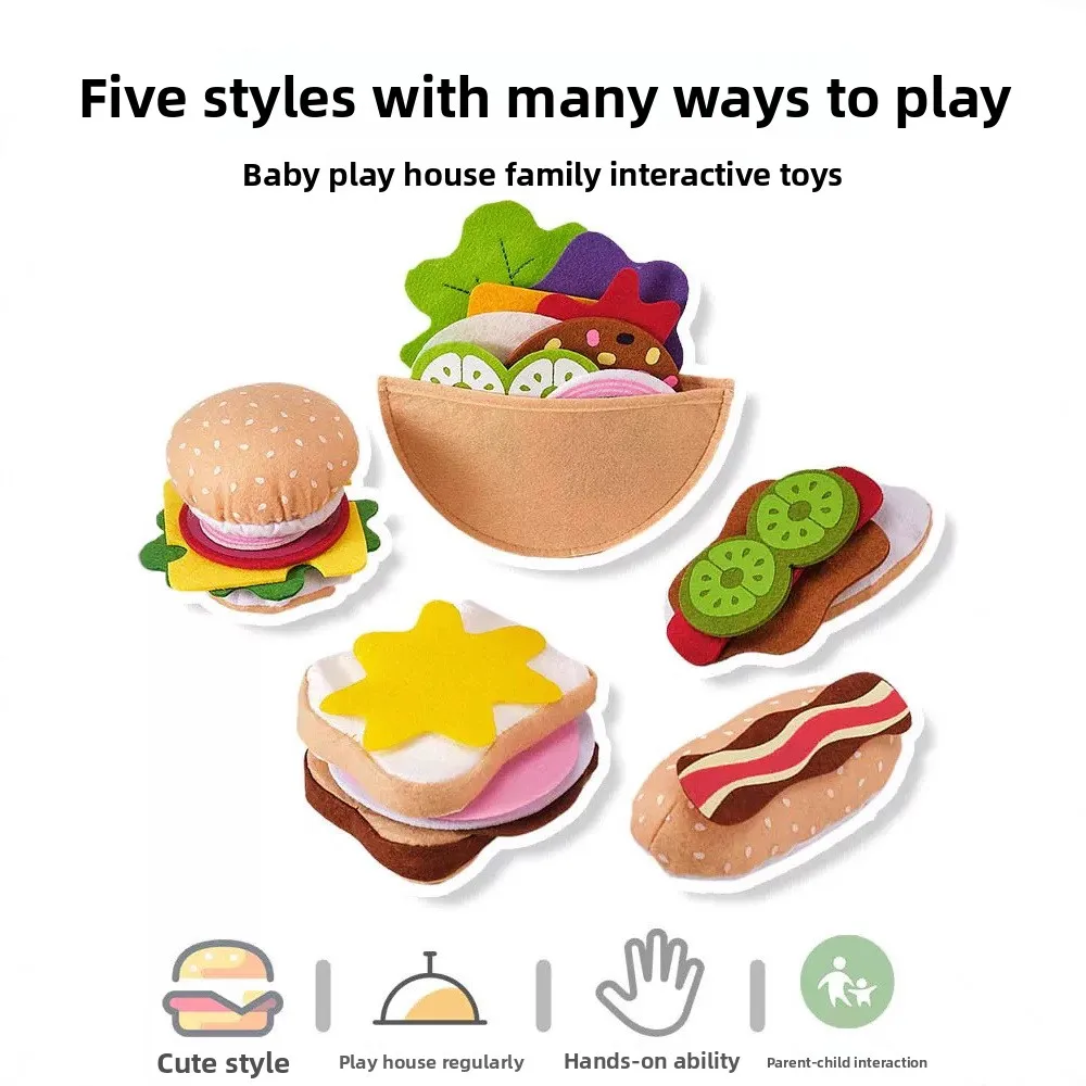 フェルト製のフード、ハンバーガー、サンドイッチのセット（28 - Kids Outdoor Kitchen Accessories のレビューと価格